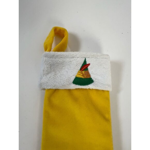 Yellow Elf-Themed Christmas Stocking With Embroidered Hat & Red Feather - Picture 9 of 12